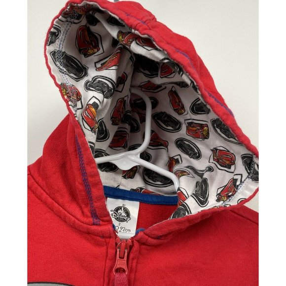 DISNEY Store Cars Lightning McQueen Boy Hooded Jacket Rust eze Red size 2 2T - Picture 4 of 9
